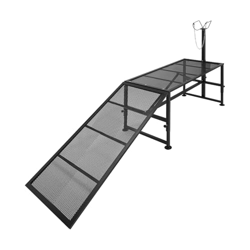 Metal Trimming Stand for Sheep Goat Milking Stand with a Ramp Livestock Stand with Adjustable Head Piece and Legs