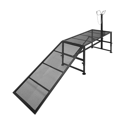 Metal Trimming Stand for Sheep Goat Milking Stand with a Ramp Livestock Stand with Adjustable Head Piece and Legs
