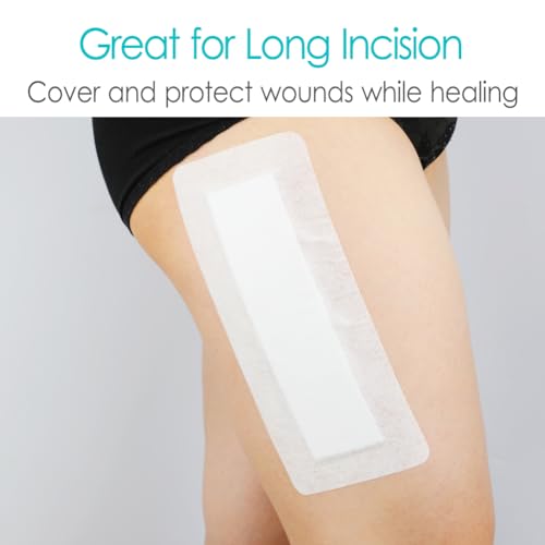 Extra Long Adhesive Island Dressing 10 Pcs, 4"x14" Knee Replacement Surgery Gauze Bandages Wound Breathable Bordered Hip Surgery Back Incision Post Surgical Recovery Individually Wrapped - color: Breathable Non-woven, size: 4 x 14 Inch (Pack of 10)