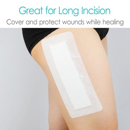 Extra Long Adhesive Island Dressing 10 Pcs, 4"x14" Knee Replacement Surgery Gauze Bandages Wound Breathable Bordered Hip Surgery Back Incision Post Surgical Recovery Individually Wrapped - color: Breathable Non-woven, size: 4 x 14 Inch (Pack of 10)