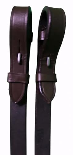 CHALLENGER 54" Full Horse English Braided Black Leather Reins 805LR01BK - color: Brown/Stainless