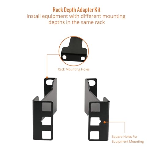 Tecmojo Server Rack Depth Extender - 1U - 4inch Depth - TAA Compliant - Recessed Rack Adapter - Rack Mount Adapter Kit - Network Rack Extender - size: 1U/4"