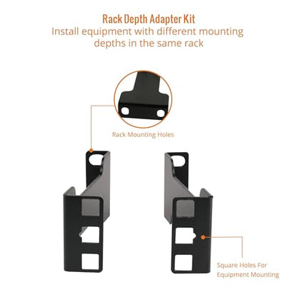 Tecmojo Server Rack Depth Extender - 1U - 4inch Depth - TAA Compliant - Recessed Rack Adapter - Rack Mount Adapter Kit - Network Rack Extender - size: 1U/4"