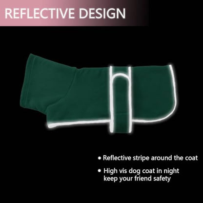 Dachshund Coats Sausage Dog Fleece Coat in Winter Miniature Dachshund Clothes with Hook and Loop Closure and high vis Reflective Trim Safety - Green - M - color: Green, size: Medium(Back: 17"-18"in)