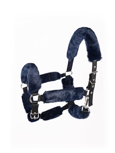 Harrison Howard Fleece Halter Covers for Horses, Set of 9, Prevent Hair Loss Pressure Marks, Padded Horse Halter Fleece Set Trypan Blue - color: Trypan Blue