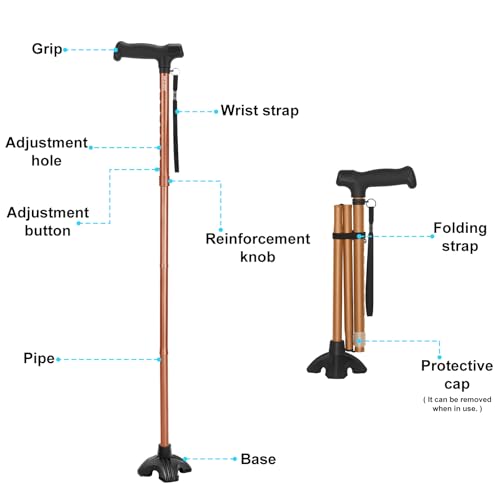 Collapsible Cane for Women,‌1.36 lb,15.75" Folded,Under 5'9",Orange - color: Basic Orange Cane(30.31-37.40in)