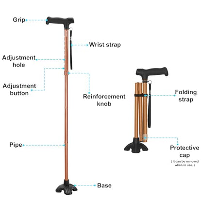 Collapsible Cane for Women,‌1.36 lb,15.75" Folded,Under 5'9",Orange - color: Basic Orange Cane(30.31-37.40in)