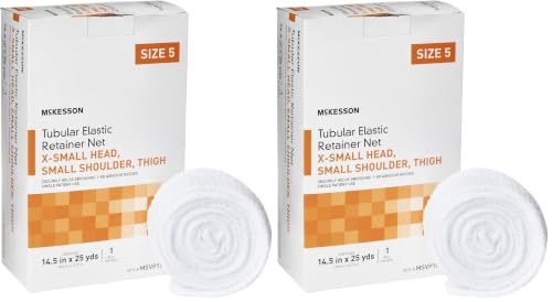 McKesson Tubular Elastic Retainer Net Dressing, Non-Sterile, XS Head, Small Shoulder, Thigh, Size 5, 14 1/2 in x 25 yd, 1 Count, 2 Pack - size: Size 5 1 Count (Pack of 2)
