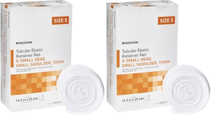 McKesson Tubular Elastic Retainer Net Dressing, Non-Sterile, XS Head, Small Shoulder, Thigh, Size 5, 14 1/2 in x 25 yd, 1 Count, 2 Pack - size: Size 5 1 Count (Pack of 2)