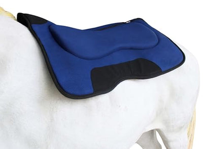 CHALLENGER Western Shock Absorbing Saddle Pad – Breathable Mesh Top, Non-Slip Neoprene Bottom, Contoured Wither Relief – 31" Spine x 18" Drop