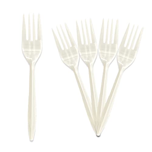 PAMI Medium Weight Disposable Plastic Forks,White,Bulk Pack,1000 Count - size: Forks, style: Forks