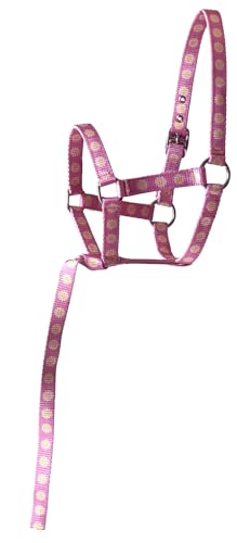Nylon Foal Halter with Detachable 13" Catch - color: Light Pink with Daisies