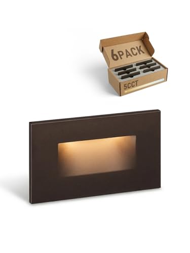 LEONLITE 6-Pack 5CCT 120V LED Step Lights, Horizontal, Oil Rubbed Bronze - color: Oil-Rubbed Bronze, size: 4.72 Inch