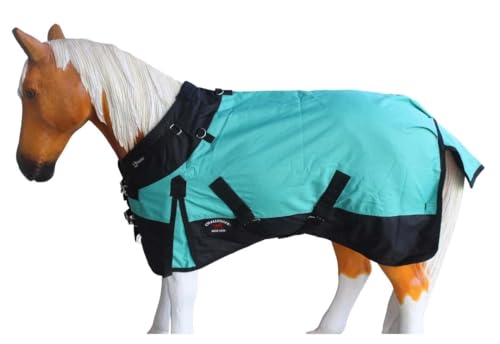 Challenger 1200D Foal Turnout Waterproof Fleece Lined Medium Winter Blanket 519LG06 - color: Turquoise, size: 44 Inches