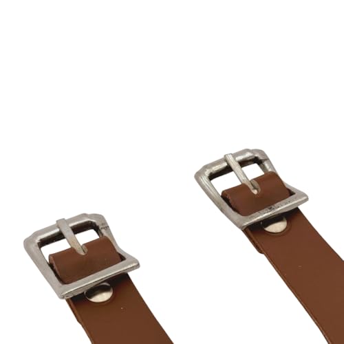 Pair of Leather Stirrup Hobble Straps Adjustable Replacement Straps for Western Saddles with Stainless Steel Buckle Closure - color: Brown