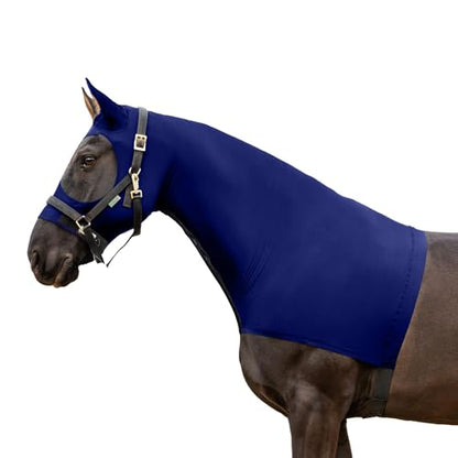 Resistance Horse Hood Slinky Zippered Mane Braid Shoulder Guard (X-Large, Ink Blue)