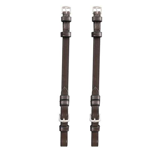 English Bridle Cheek Pieces– 5/8" (16mm) Leather Replacement Cheekpieces with Buckle Fastening – Premium Vegetable-Tanned Leather Horse Tack – Stainless Steel Hardware – Full Size - color: Havana Brown, size: Pony/Small Size