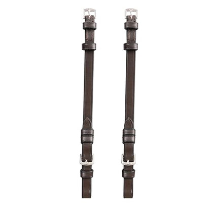 English Bridle Cheek Pieces– 5/8" (16mm) Leather Replacement Cheekpieces with Buckle Fastening – Premium Vegetable-Tanned Leather Horse Tack – Stainless Steel Hardware – Full Size - color: Havana Brown, size: Pony/Small Size