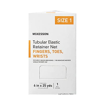 McKesson Tubular Elastic Retainer Net Dressing, Non-Sterile, Finger, Toes, Wrist, Size 1, 6 in x 25 yd, 1 Count, 1 Pack - size: Size 1 1 Count