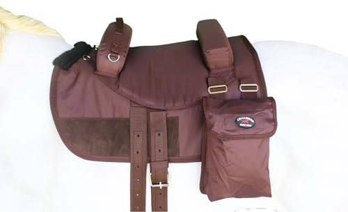 Horse Western Bareback Saddle Pad Trail w/ Pockets Girth Stirrups 39205 - color: Brown