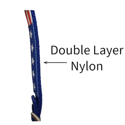 Tahoe Tack American Flag Double Layered Nylon Patriotic Padded Headstall, Reins and Breast Collar with Fringes 3 Items Set