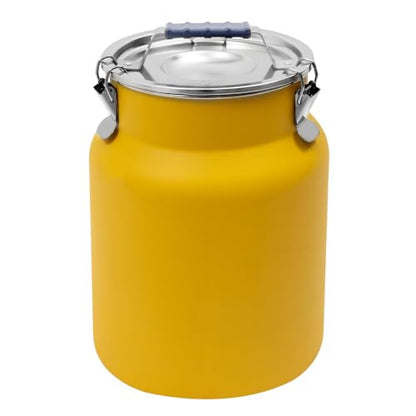 DYNAMI 3.2Gal Stainless Steel Airtight Canister,Large Metal Food Storage Container,Stainless Steel Bucket Milk Can Milk Jug With Lid&Handle, for Kitchen Rice Flour Coffee Bean (Yellow) - color: Yellow