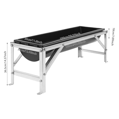 Heavy-Duty Galvanized Steel Frame Feed Trough | Goat Feeder, Pig Feeder, Horse Feeder | 9.25 Gallon PP Trough | Floor-Standing Design for Farms, Pens & Sheds | Easy Assembly (Black) - color: Black