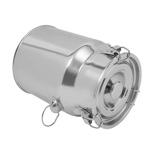 5L Stainless Steel Milk Can, Heavy Duty Food Storage & Transport Container for Dairy, Wine, Grains, Ideal for Home, Farm & Commercial Use, Without the Faucet - size: 5