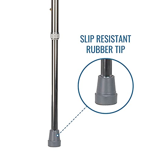DMI Walking Cane for Adult Men and Women, FSA Eligible, Lightweight and Adjustable, Ergonomic Hand Grip and Wrist Strap - color: Silver