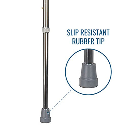 DMI Walking Cane for Adult Men and Women, FSA Eligible, Lightweight and Adjustable, Ergonomic Hand Grip and Wrist Strap - color: Silver