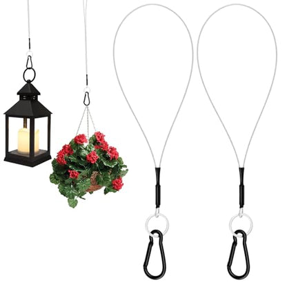 SDTC Tech 2 Pack Hanging Straps with Carabiner Hook 8 Inch Hanging Chain Cable Rope for Bird Feeders, Tree, Plant Extenders, Lanterns, Yard Christmas Decorations - size: 8INCH-2PCS