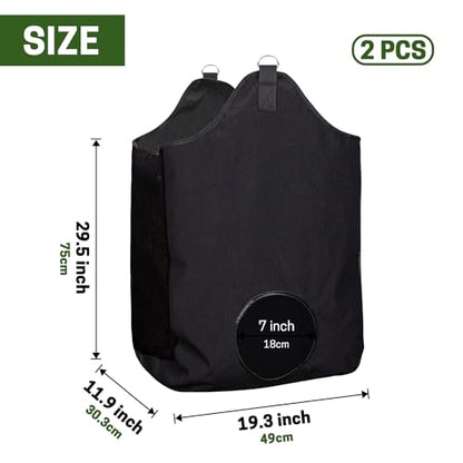 2 Pcs Hay Bags for Horse, Large Capacity Feeding Bag - color: Black