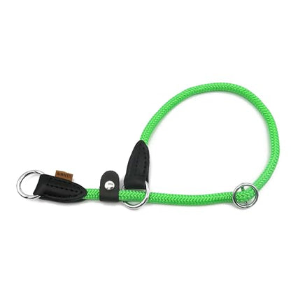 Braided Round Martingale Dog Collar, Training Collar with Slidable Stop Ring and Adjustable Stopper - Ideal for Medium Dogs (M(1/3") - 18" Long, Light Green) - color: Light Green, size: M(1/3") - 18" Long with stopper
