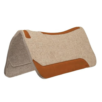 Weaver Equine 33" x 32" Contoured Wool Blend Felt Horse Saddle Pad, Shock Absorbing Western Saddle Pad for Protection, Durable Equine Supplies, ‎Tan