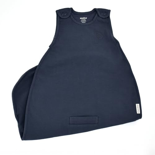 Woolino 4 Season Ultimate Baby Sleep Sack – Merino Wool Baby Sleeping Bag, Organic Cotton Outer, Temperature Regulating Wearable Blanket, All Season, 2 Months–2 Years - Indigo - color: Indigo