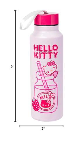 Silver Buffalo Sanrio Hello Kitty, Stainless Steel Water Bottle, 27oz (Pack of 12) - color: Hello Kitty: Strawberry Milk (Pink), size: 27 Ounces (Pack of 12)