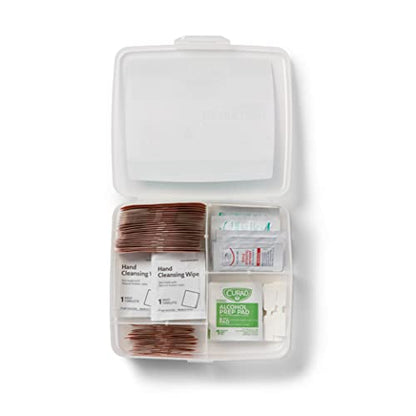 Curad Compact First Aid Kit with Over-The-Counter Medicine, Flex-Fabric and Butterfly Bandages, Antibiotic Ointment, Cleansing Towelettes, Alcohol Prep Pads, Acetaminophen, Carry Case, 80 Count