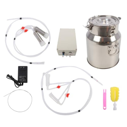 Nakkaa 14L 2 in 1 Goats and Cows Electric Milking Machine | Suction Pulsation Vacuum Pump Milker, Portable Milker, with Stainless Steel Bucket, Stable Continuous Vacuum Pressure