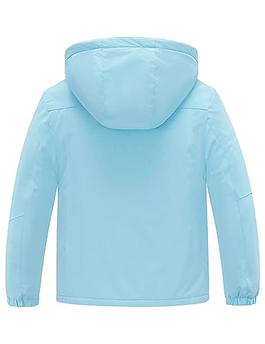 ZSHOW Girls' Ski Jacket Waterproof Fleece Raincoat Windproof Winter Coat - color: Ice Blue, size: 6-7