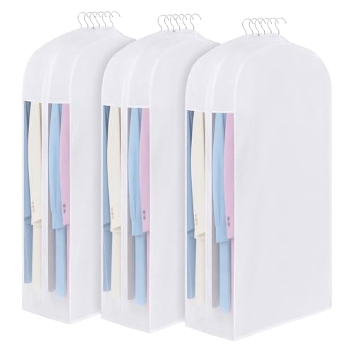 50 Inch Cotton Garment Bag for Hanging Clothes and Storage, 3 Pack - size: 10"W x 50"H-3pcs