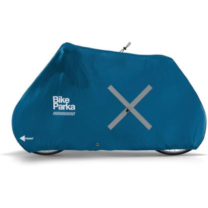 BikeParka Urban Bike Cover - Waterproof & Durable with Lock-Through Panels, RipStop fabric, Adjustable for Any Bike, Attachable Stuff Sac - Ideal for Bikes in Daily Use (Ciel Blue) - color: Ciel Blue