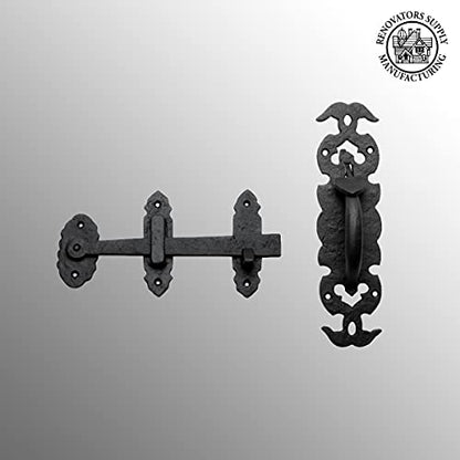 Renovators Supply Manufacturing Black Iron Thumb Gate Latch Rustic Antique Design Fence Door Lock with Hardware