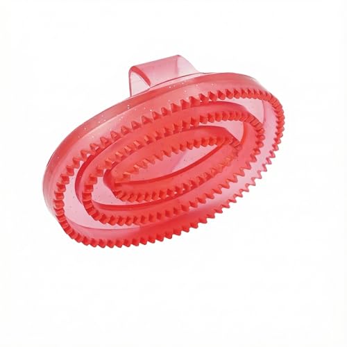 horse brush Rubber Curry Brush Red Grooming Tool With Flexible Nubs Easy Grip Handle For Coat Cleaning Mane Tail Care Barn Tack Kit Daily Use - color: Red