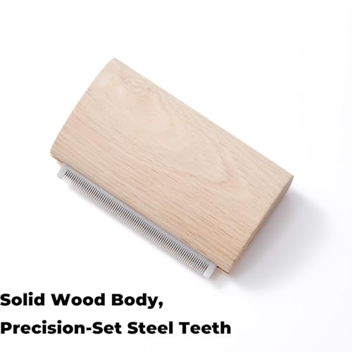 French Bulldog Brush for Shedding, Palm-Grip Wooden Grooming Comb