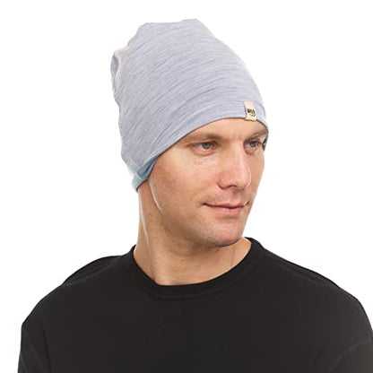 Minus33 Merino Wool Micro Weight Reversible Beanie - color: Slate Blue / Ash Gray