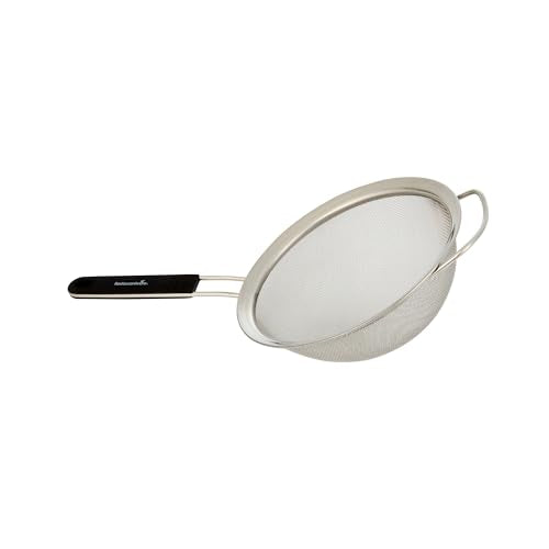 Restaurantware Fine Mesh Strainer 1 Count 15" x 7.8" x 3" with Silicone Handle Stainless Steel Extra Fine Mesh Strainer Heat-Resistant Handle Dishwasher-Safe for Rice, Quinoa, Pasta - size: Standard, Extra Fine Mesh-7 3/4"