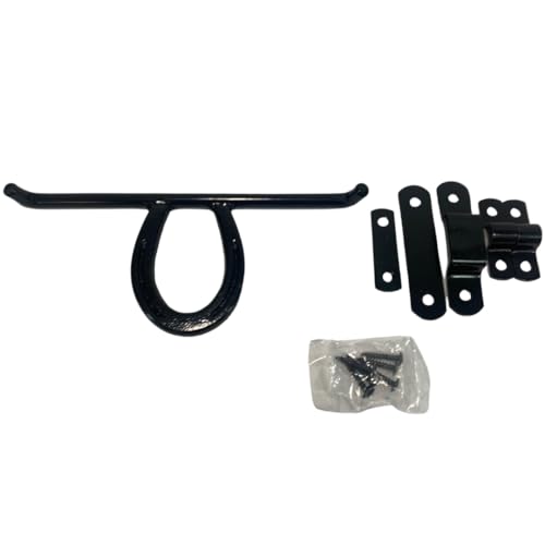 Intrepid International Horseshoe Barn Door Latch - Heavy-Duty Steel Hardware Included, Weatherproof Rust-Resistant Design for Stylish and Secure Sliding Barn Doors, Black, 10-Inches