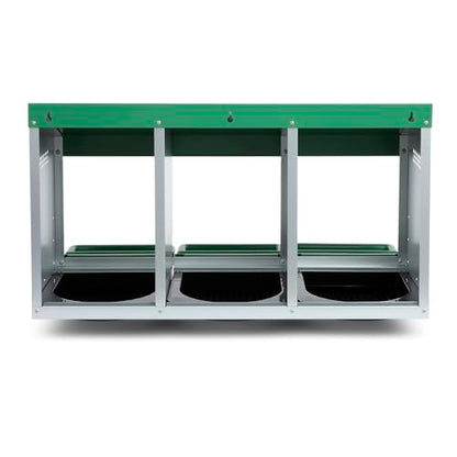 Homestead Essentials Classic Style 3 Compartment, Forward Rollout & Rollaway, Hen & Chicken Nesting Box with Integrated Perch and Protective Egg Laying Collection Lids - size: 3 Compartment