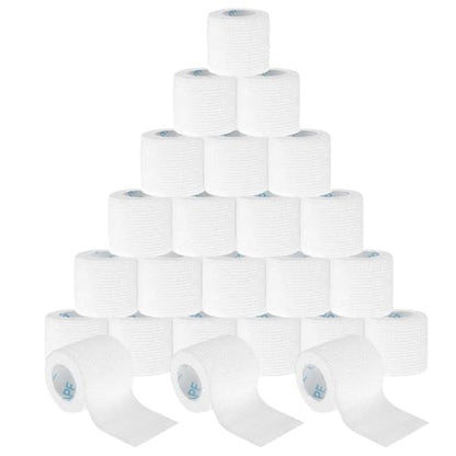 OK TAPE 24 Rolls Self Adhesive Bandage Wrap, Cohesive Elastic Athletic Tape - color: White, size: 2 Inch-24 Pack