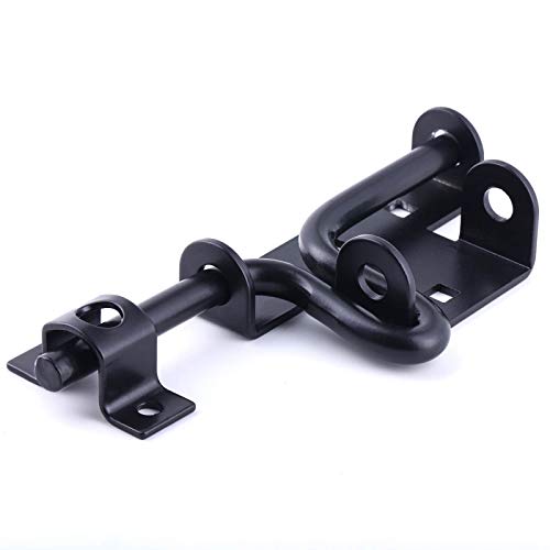 2 Packs Heavy Duty Sliding Bolt Gate Latch Black Thickened Metal Sliding Bolt Latch with Padlock Hole for Wooden Fence, Shed, Yard, Barn, Interior and Outdoor Latch, Solid Hardware